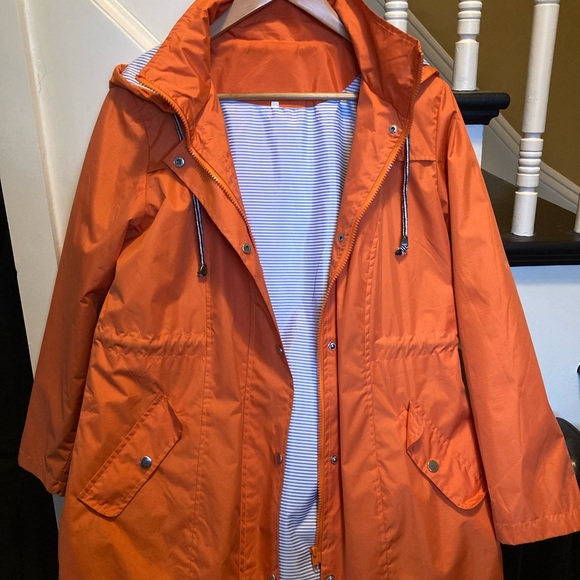 Bright Orange Hooded Rain Jacket - Picture 2 of 6